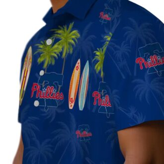 MLB Philadelphia Phillies Surfboard Palm Blue Hawaiian Shirt - Best Fan Shirt for Beach Days