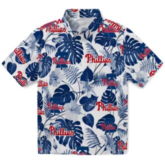 MLB Philadelphia Phillies Tropical Blue White Hawaiian Shirt for Summer Vacation