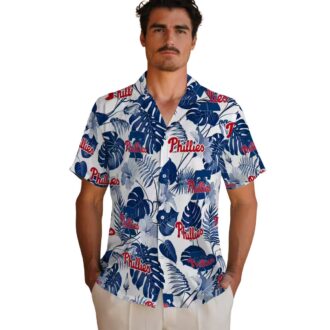 MLB Philadelphia Phillies Tropical Blue White Hawaiian Shirt for Summer Vacation