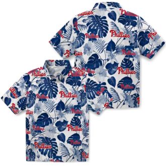 MLB Philadelphia Phillies Tropical Blue White Hawaiian Shirt for Summer Vacation
