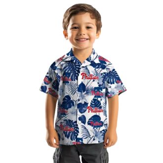 MLB Philadelphia Phillies Tropical Blue White Hawaiian Shirt for Summer Vacation