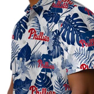 MLB Philadelphia Phillies Tropical Blue White Hawaiian Shirt for Summer Vacation