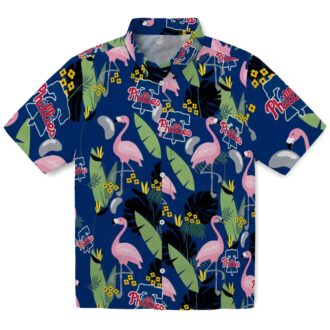 MLB Philadelphia Phillies Tropical Flamingo Blue Hawaiian Shirt for Men