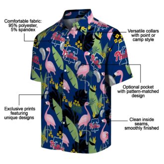 MLB Philadelphia Phillies Tropical Flamingo Blue Hawaiian Shirt for Men