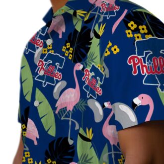 MLB Philadelphia Phillies Tropical Flamingo Blue Hawaiian Shirt for Men