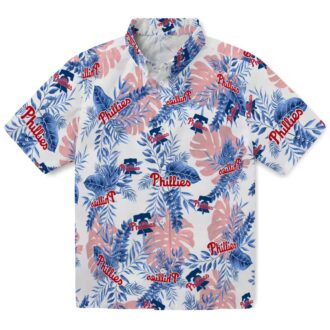 MLB Philadelphia Phillies Tropical Leaves White Hawaiian Shirt - Ideal for Summer & Beach