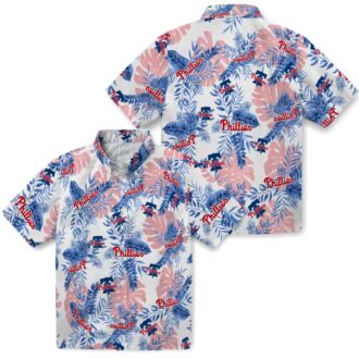 MLB Philadelphia Phillies Tropical Leaves White Hawaiian Shirt - Ideal for Summer & Beach