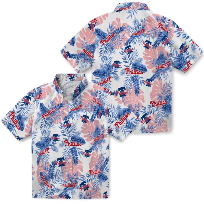 MLB Philadelphia Phillies Tropical Leaves White Hawaiian Shirt - Ideal for Summer & Beach