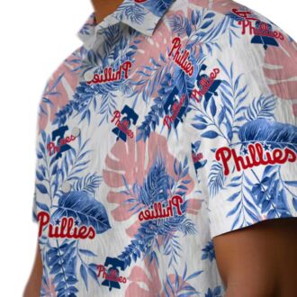 MLB Philadelphia Phillies Tropical Leaves White Hawaiian Shirt - Ideal for Summer & Beach