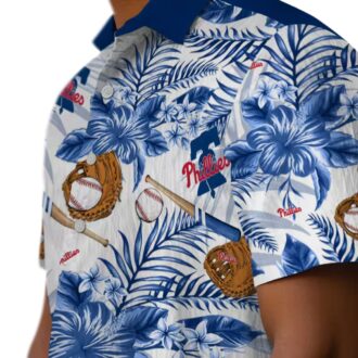 Personalized Philadelphia Phillies Beach Shirt - Floral Aloha Baseball Design