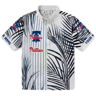 Philadelphia Phillies Beach Shirt for Men - Blue White Palm Striped MLB Gear