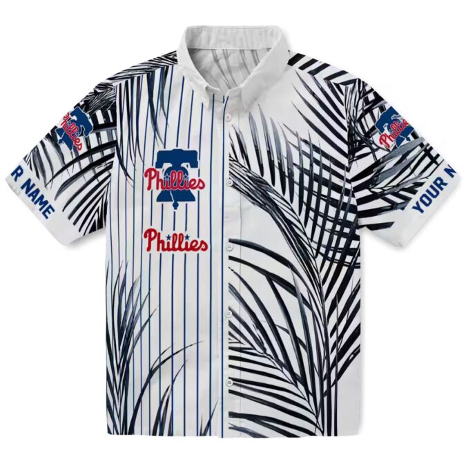 Philadelphia Phillies Beach Shirt for Men - Blue White Palm Striped MLB Gear