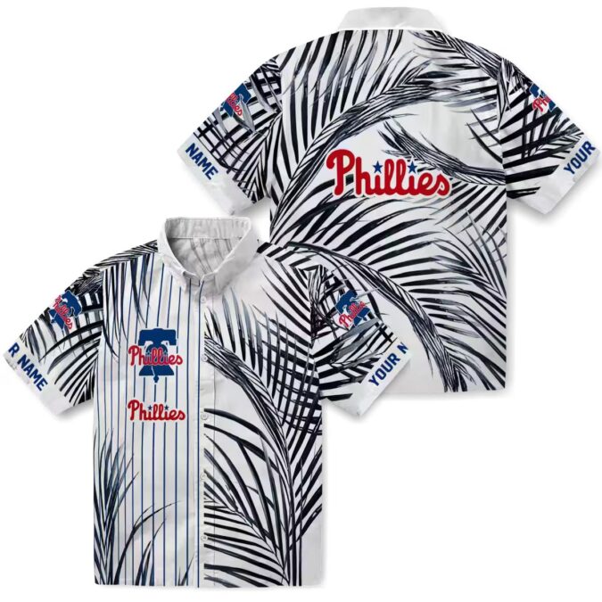 Philadelphia Phillies Beach Shirt for Men - Blue White Palm Striped MLB Gear