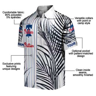 Philadelphia Phillies Beach Shirt for Men - Blue White Palm Striped MLB Gear