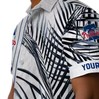Philadelphia Phillies Beach Shirt for Men - Blue White Palm Striped MLB Gear