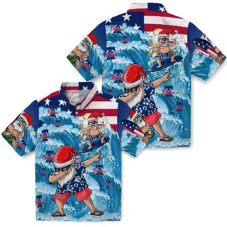 Philadelphia Phillies Blue Hawaiian Shirt with Surfing Santa Design