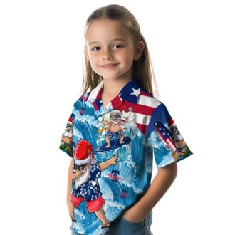 Philadelphia Phillies Blue Hawaiian Shirt with Surfing Santa Design