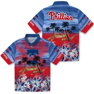 Philadelphia Phillies Blue Tropical Canoe Hawaiian Shirt - Personalized MLB Fan Gift