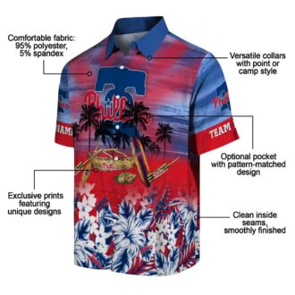 Philadelphia Phillies Blue Tropical Canoe Hawaiian Shirt - Personalized MLB Fan Gift