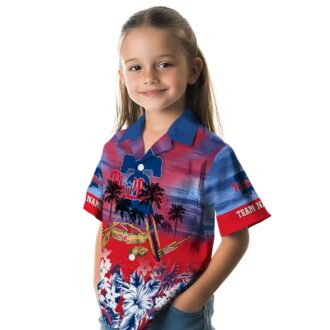 Philadelphia Phillies Blue Tropical Canoe Hawaiian Shirt - Personalized MLB Fan Gift
