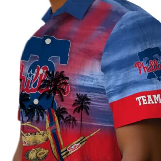 Philadelphia Phillies Blue Tropical Canoe Hawaiian Shirt - Personalized MLB Fan Gift