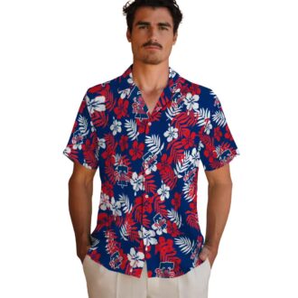 Philadelphia Phillies Blue Tropical Floral Hawaiian Shirt for Beach & Vacation