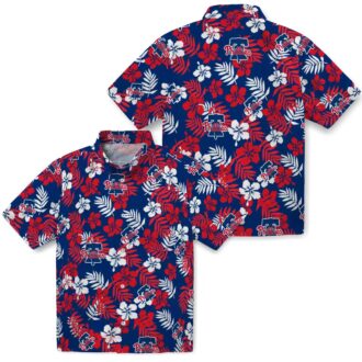 Philadelphia Phillies Blue Tropical Floral Hawaiian Shirt for Beach & Vacation