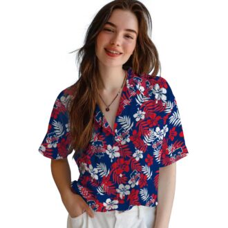 Philadelphia Phillies Blue Tropical Floral Hawaiian Shirt for Beach & Vacation
