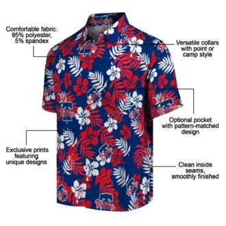 Philadelphia Phillies Blue Tropical Floral Hawaiian Shirt for Beach & Vacation