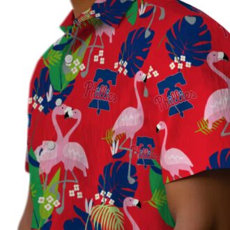 Philadelphia Phillies Flamingo Foliage Hawaiian Shirt - Blue & Green Tropical MLB Shirt for Men