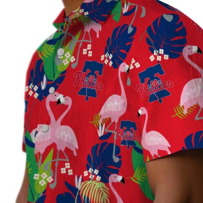 Philadelphia Phillies Flamingo Foliage Hawaiian Shirt - Blue & Green Tropical MLB Shirt for Men