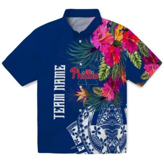 Philadelphia Phillies Floral Hawaiian Shirt - Tropical Polynesian Blue Design for MLB Fans