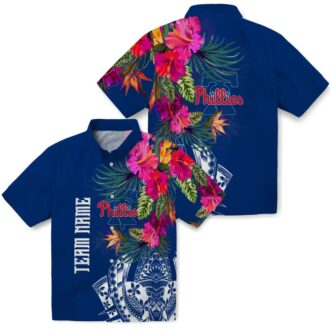 Philadelphia Phillies Floral Hawaiian Shirt - Tropical Polynesian Blue Design for MLB Fans