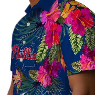 Philadelphia Phillies Floral Hawaiian Shirt - Tropical Polynesian Blue Design for MLB Fans