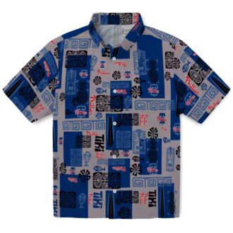 Philadelphia Phillies Hawaiian Blue Shirt with Tribal Design - Ideal for Tailgate and Beach Parties