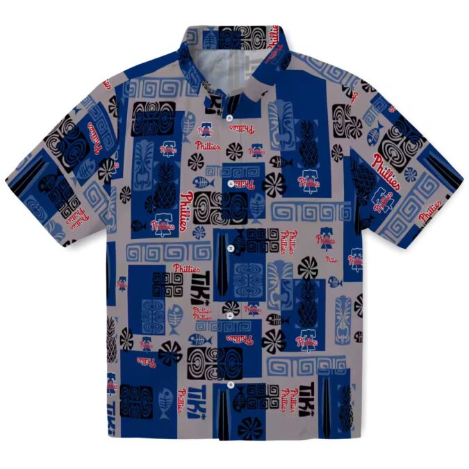 Philadelphia Phillies Hawaiian Blue Shirt with Tribal Design - Ideal for Tailgate and Beach Parties