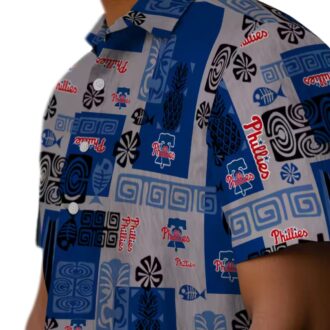 Philadelphia Phillies Hawaiian Blue Shirt with Tribal Design - Ideal for Tailgate and Beach Parties