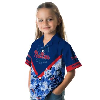 Philadelphia Phillies Hawaiian Shirt - Custom Blue Floral Chevron Design for MLB Fans