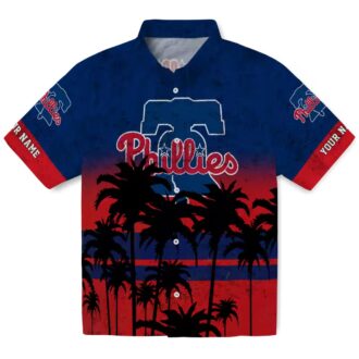 Philadelphia Phillies Hawaiian Shirt with Sunset Pattern - Custom Tropical Shirt for Fans