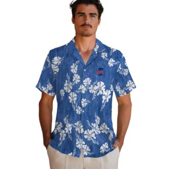 Philadelphia Phillies Men’s Aloha Button Up Shirt - Tropical Blue Hibiscus Clusters Print