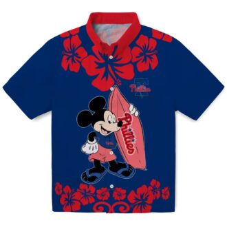 Philadelphia Phillies Mickey Surfing Blue Hawaiian Shirt - MLB Beach Shirt for Fans