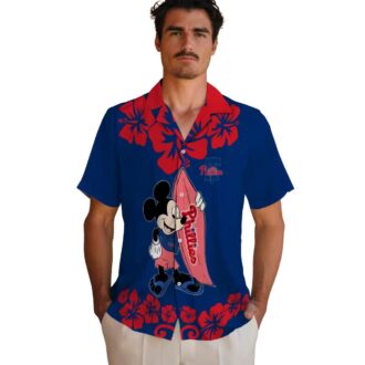 Philadelphia Phillies Mickey Surfing Blue Hawaiian Shirt - MLB Beach Shirt for Fans