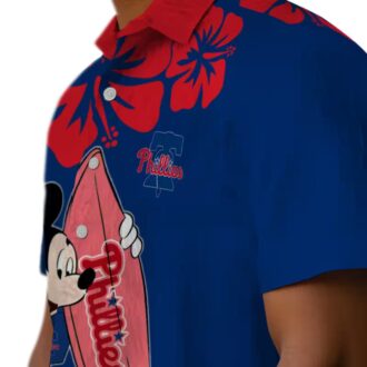 Philadelphia Phillies Mickey Surfing Blue Hawaiian Shirt - MLB Beach Shirt for Fans