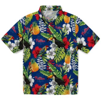 Philadelphia Phillies MLB Tropical Toucan Hawaiian Shirt - Blue Green Custom Fan Shirt