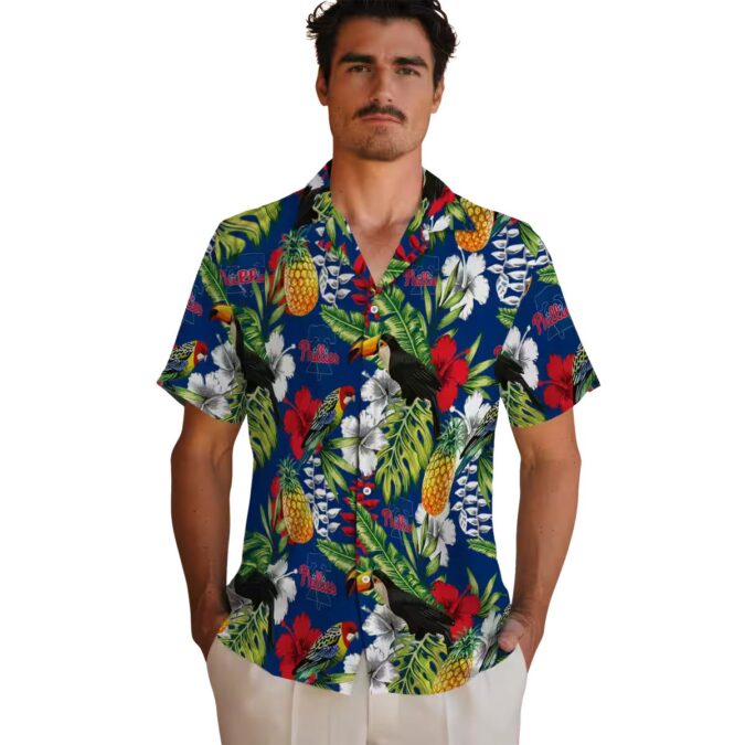 Philadelphia Phillies MLB Tropical Toucan Hawaiian Shirt - Blue Green Custom Fan Shirt