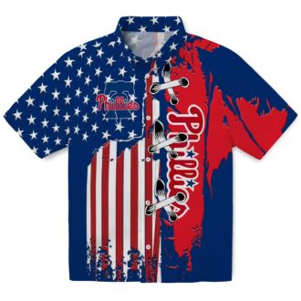 Philadelphia Phillies Stitched Flag Blue Hawaiian Shirt - Tropical MLB Shirt for Summer