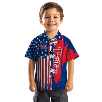 Philadelphia Phillies Stitched Flag Blue Hawaiian Shirt - Tropical MLB Shirt for Summer