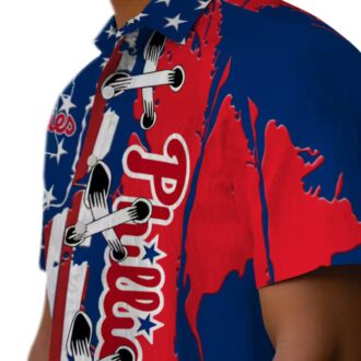 Philadelphia Phillies Stitched Flag Blue Hawaiian Shirt - Tropical MLB Shirt for Summer