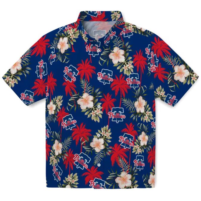 Philadelphia Phillies Summer Vacation Shirt - Blue Palm Tree Floral Hawaiian for MLB Fans