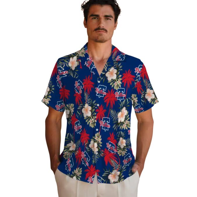 Philadelphia Phillies Summer Vacation Shirt - Blue Palm Tree Floral Hawaiian for MLB Fans